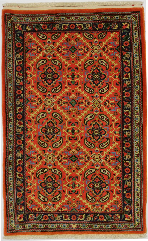 Ghom Tappeto 80 x 120 Rosso (Iran) Annodato A Mano