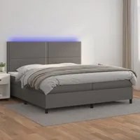 Giroletto Molle con Materasso e LED Grigio 200x200cm Similpelle cod mxl 54953