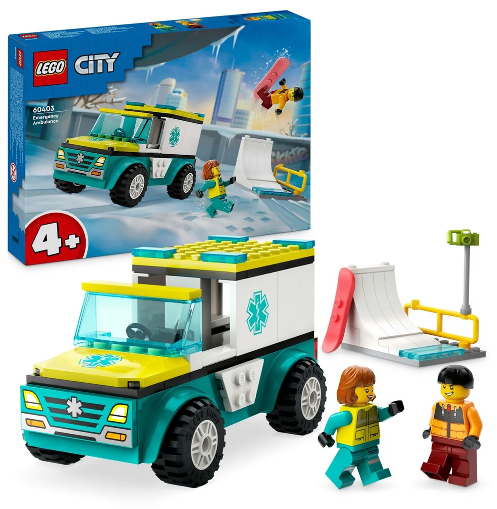 Ambulanza di emergenza con snowboarder Lego City