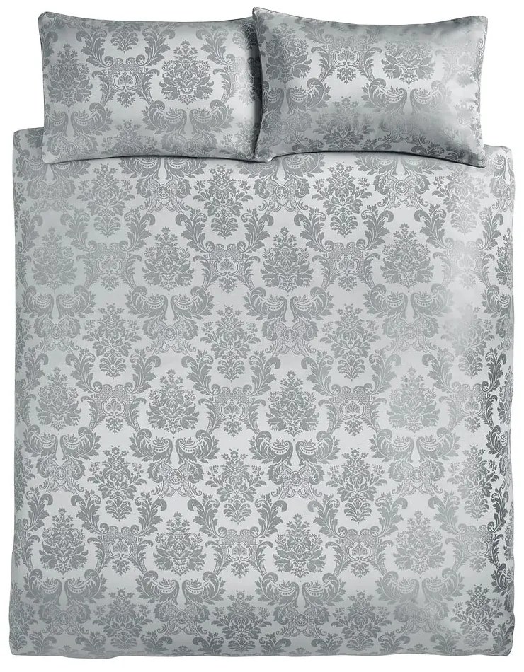 Set copripiumino e federa grigio in tessuto damascato per letto matrimoniale e per letto esteso 230x220 cm Damask Jacquard – Catherine Lansfield