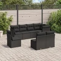 Set Divani da Giardino con Cuscini 8 pz Nero in Polyrattan 3249594