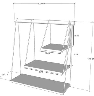 Mensola da parete ZIHON 63,5x60 cm nero/marrone
