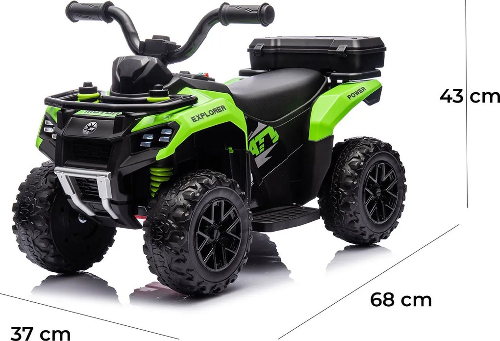 Quad Elettrico per Bambini Safari 6V con Bauletto Posteriore Verde...