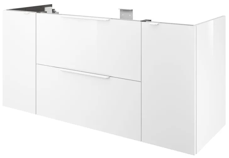 Mobile da bagno sospeso sotto lavabo L 135 x H 64 x P 48 cm bianco laccato lucido, 2 cassetti, 2 ante SENSEA Neo Frame