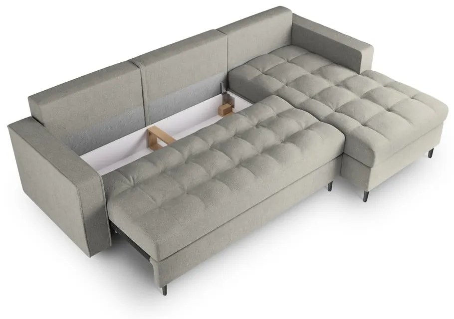 Divano letto angolare grigio chiaro, angolo destro Santo - Milo Casa