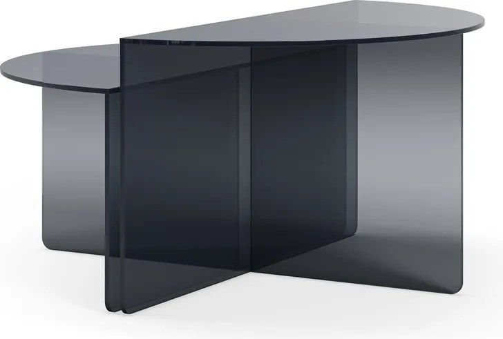 Set di tavolini da salotto rotondi grigi in vetro 2 pz ø 80 cm Velta – MOME