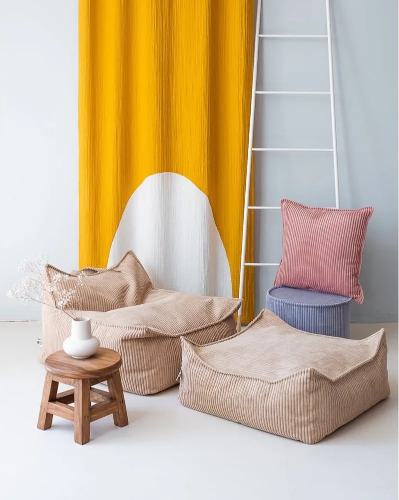 Pouf a sacco per bambini marrone chiaro con rivestimento in velluto a coste Square – Wigiwama