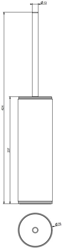 Porta scopino wc da appoggio nero steel brushed 54744 gessi