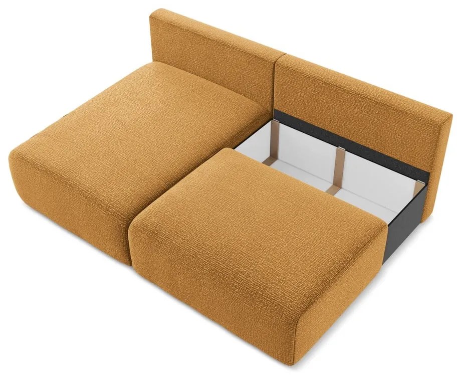 Divano angolare arancione allungabile/con contenitore (con penisola a sinistra) Kalena – Makamii