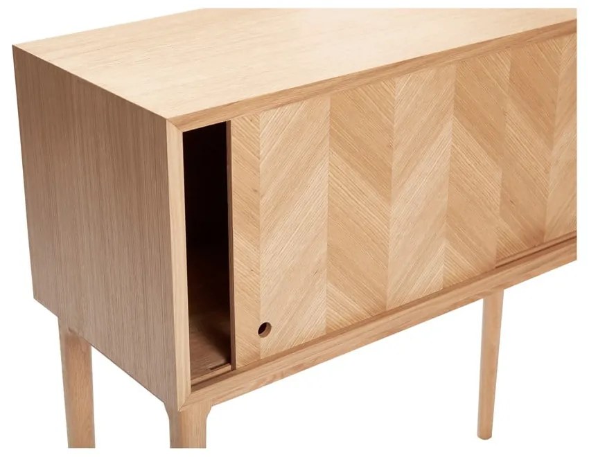 Cassettiera in rovere a spina di pesce, altezza 90 cm - Hübsch