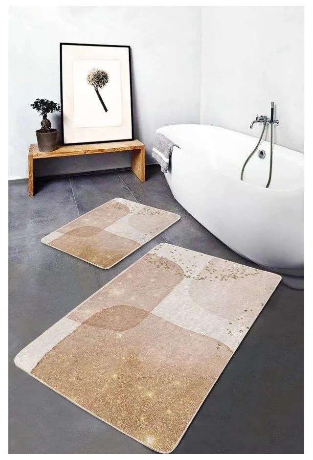 Set di tappetini per il bagno beige in velluto 2 pz 60x100 cm – Mila Home