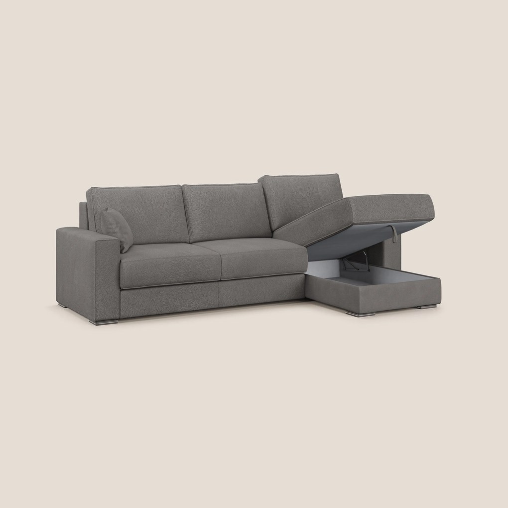 Dream Divano letto angolare in microfibra effetto pelle smacchiabile T15 antracite