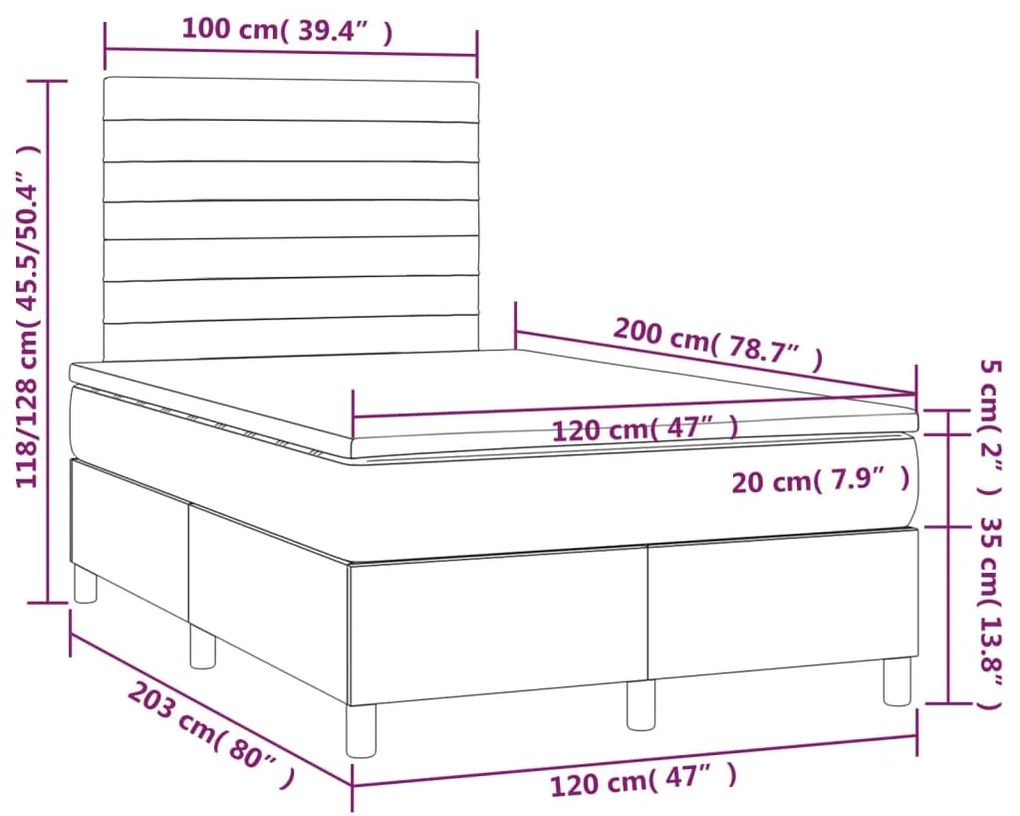 Giroletto a Molle con Materasso Blu 120x200 cm in Tessuto