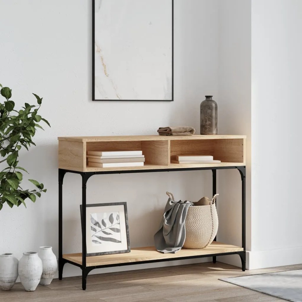 Tavolino Consolle Rovere Sonoma 100x30,5x75cm Legno Multistrato /