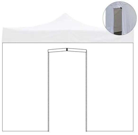 Telo laterale 4,5x2mt bianco impermeabile con porta avvolgibile per gazebo richiudibile