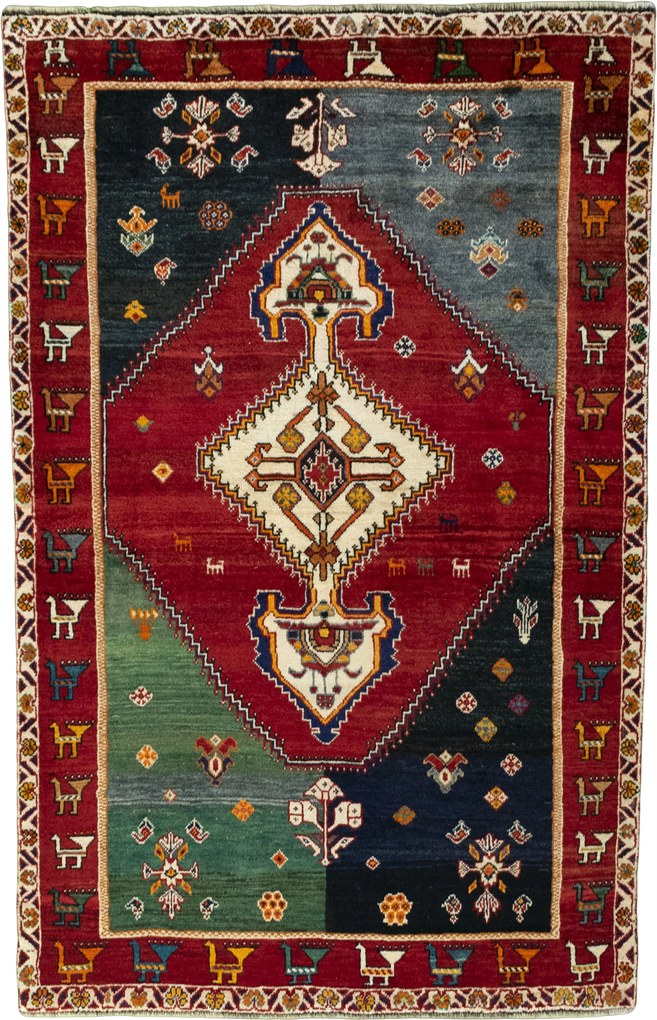 Shiraz Tappeto persiano 220x140 Rosso (Iran) Annodato A Mano