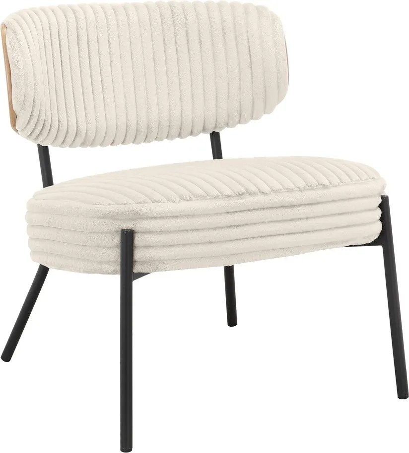 Poltrona in velluto a coste color crema con poggiapiedi Jerry - Støraa