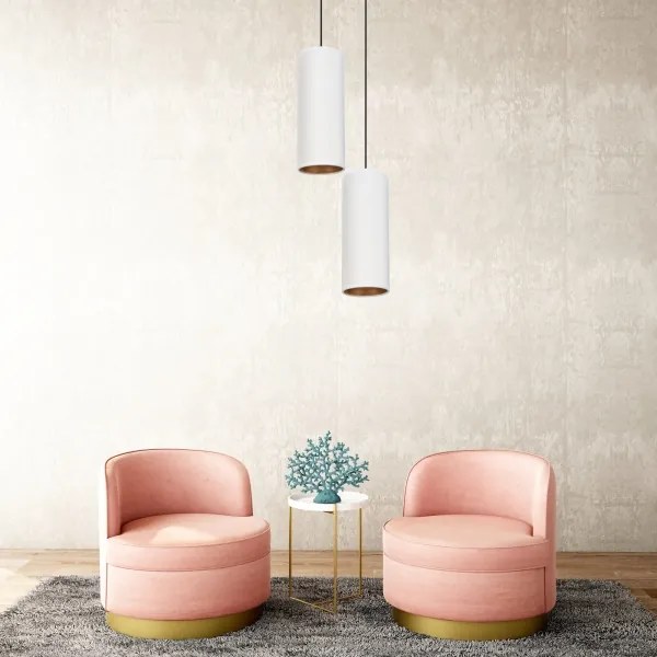 Lampadario a cavo AVALO 2xE27/60W/230V Ø20 cm bianco/rame