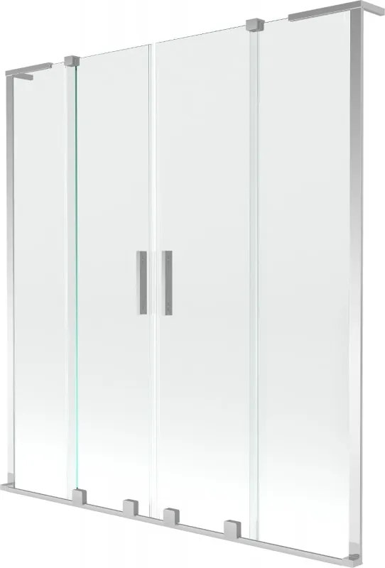 Mexen Velar L Duo paravento da vasca da bagno a 2 ante scorrevoli 140 x 150 cm, trasparente, cromo - 896-140-003-02-01