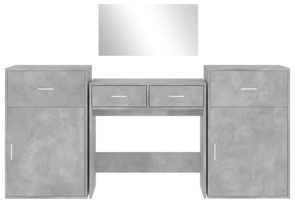 Set da toeletta 4 pz grigio cemento in legno multistrato