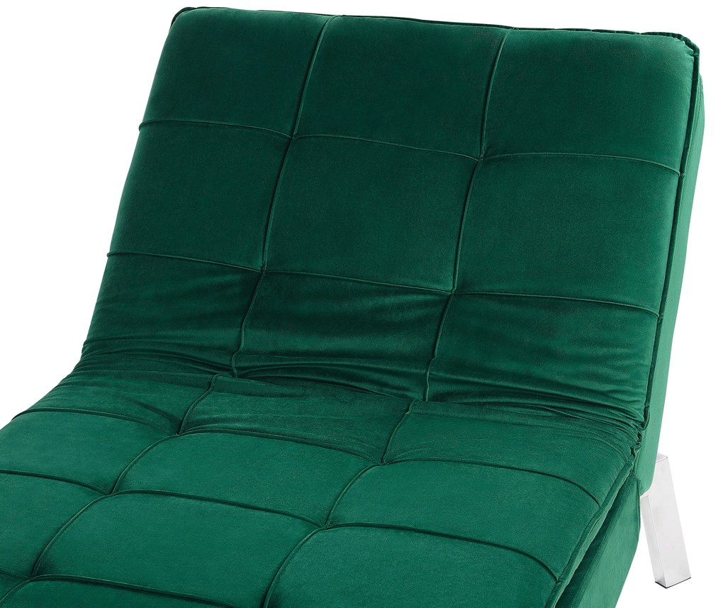 Chaise longue regolabile in velluto verde smeraldo LOIRET Beliani