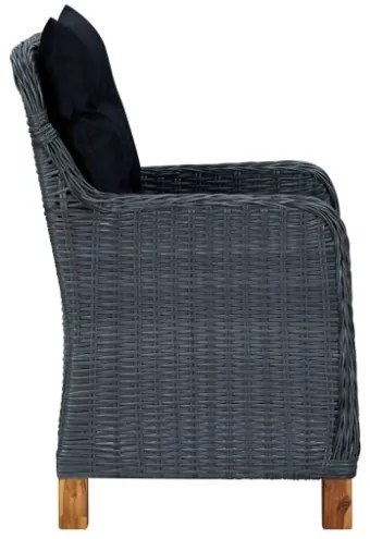 Set da Pranzo da Giardino 9pz e Cuscini Polyrattan Grigio Scuro