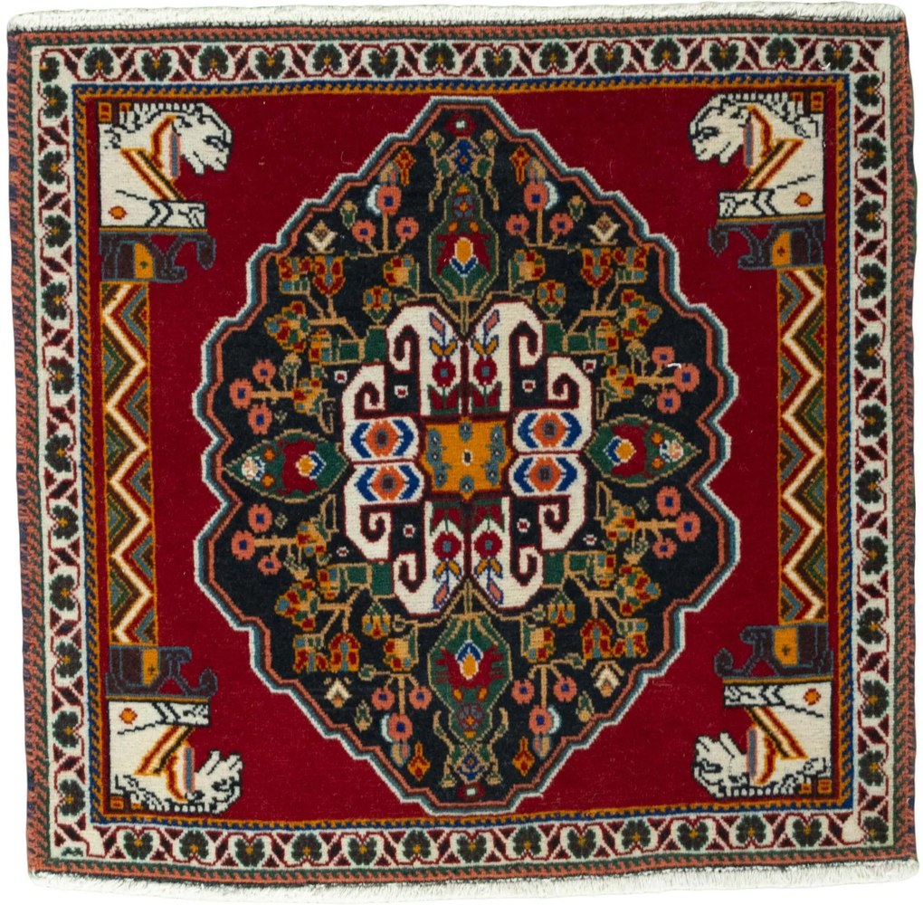 Shiraz Tappeto 60x70 Rosso (Iran) Annodato A Mano