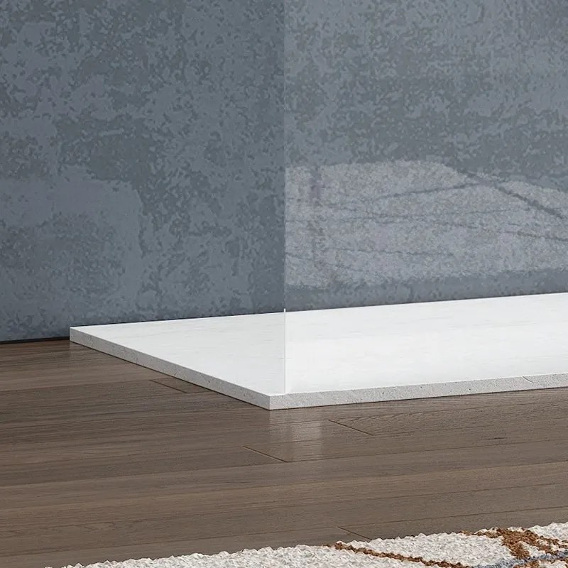 Kamalu - Doccia walk-in 160cm con staffe bianche vetro trasparente KW3000B