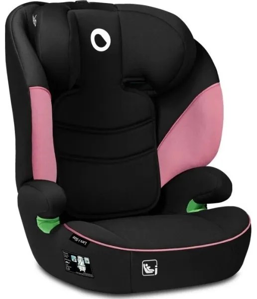 Lionelo - Seggiolino auto LARS i-Dimensioni 100-150 cm nero/rosa
