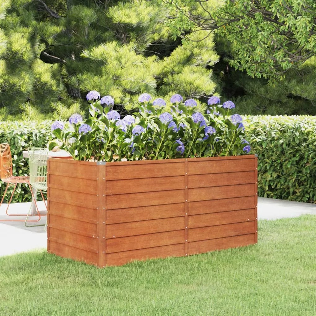 Letto Rialzato Da Giardino Ruggine 160x80x77 Cm Acciaio Corten /