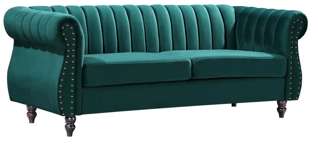 Divano Chesterfield 3 posti in Velluto Verde smeraldo - TRUMBO