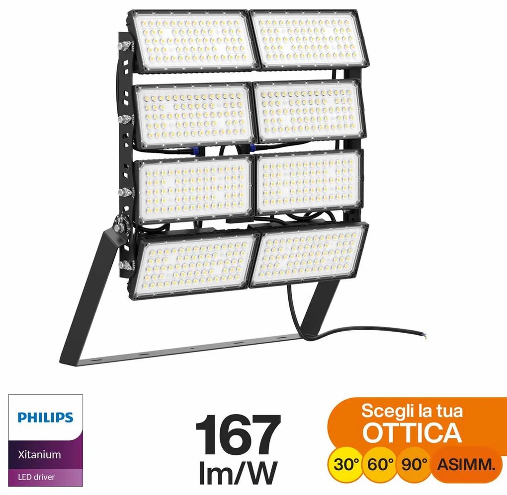 Faro Modulare LED 1.600W IP66 167lm/W No Flickering con driver Philips Colore Bianco Naturale 4.000K