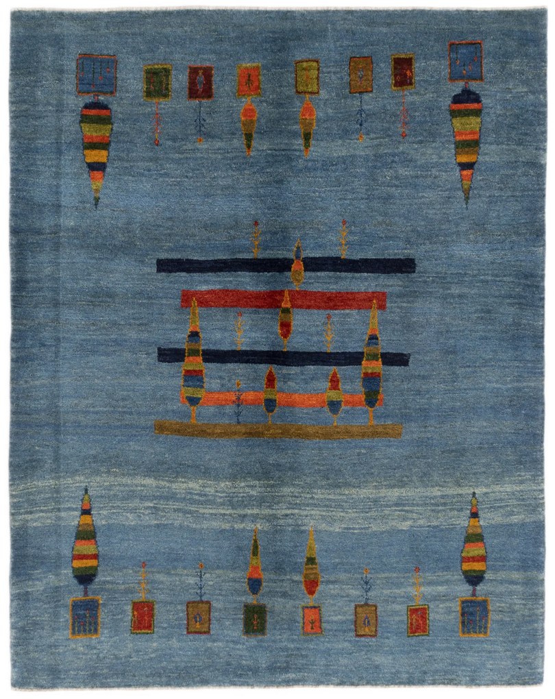 Gabbeh Tappeto 180x230 Blu (Iran) Annodato A Mano