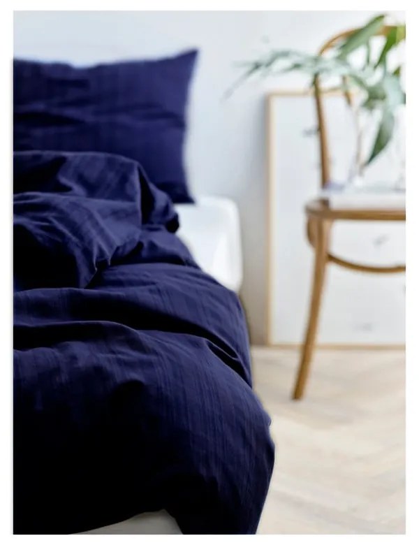Set copripiumino e federa blu scuro in tessuto damascato per letto singolo/per letto esteso 140x220 cm Noble – Södahl