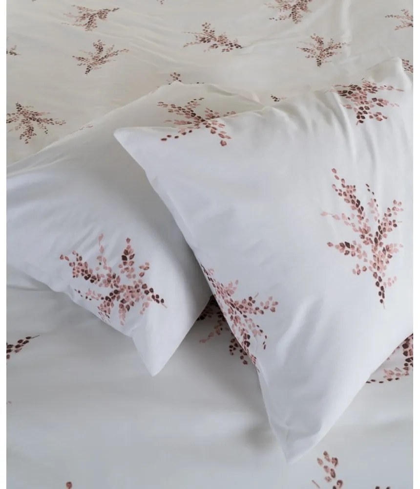 Set copripiumino e federa bianco/rosa in cotone renforcé per letto singolo 140x200 cm Breeze Floral – Mila Home Luxury