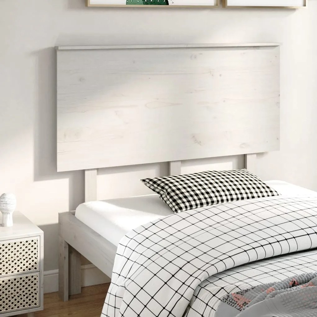 Testiera Per Letto Bianca 124x6x82,5 Cm Legno Massello Di Pino /