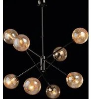 Sospensione Design Moderno Contemporaneo Cromo Nero Con Vetri 8 Luci Tresor