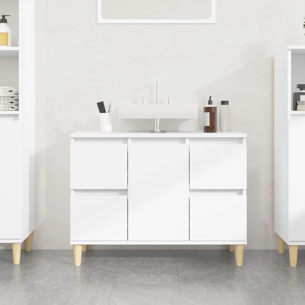 Mobile lavabo bianco 80x33x60 cm in legno multistrato