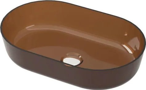 Lavabo da appoggio BADEN HAUS ovale in solid surface L 54 x H 12 x P 34 cm bronzo e trasparente