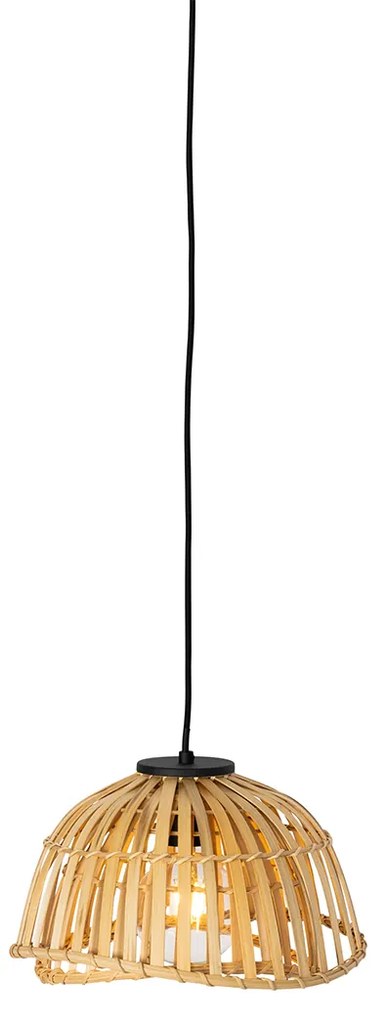 Lampada a sospensione orientale nera con bambù naturale 30 cm - Pua