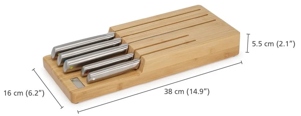 Set di coltelli con lama in acciaio inox e supporto 5 pz Elevate Bamboo – Joseph Joseph
