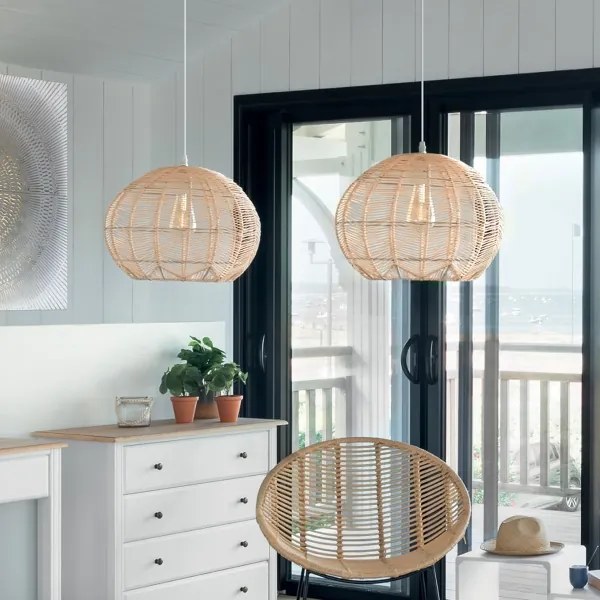 Atmosphera - Lampadario a sospensione con filo KITA 1xE27/40W/230V rattan