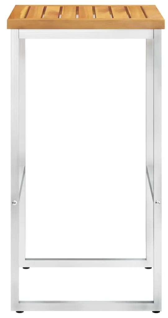 Sgabelli da bar 4 pz in legno massello di acacia e acciaio inox