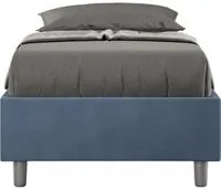 Letto Sommier imbottito Singolo 80x190 cm Azelia - Senza rete,Microfibra,Blu