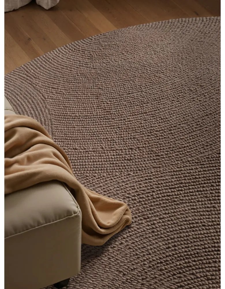 Tappeto rotondo grigio tortora in lana tessuto a mano ø 200 cm Eleni Taupe – Hanse Home