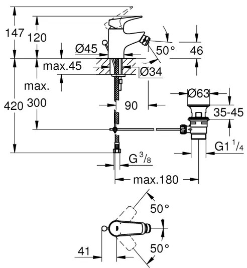 GROHE 23770000 - Miscelatore per bidet START FLOW, cromato lucido