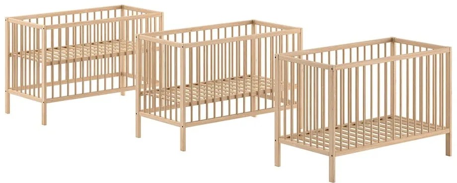 Lettino in legno di pino di colore naturale 60x120 cm DINO - Vipack