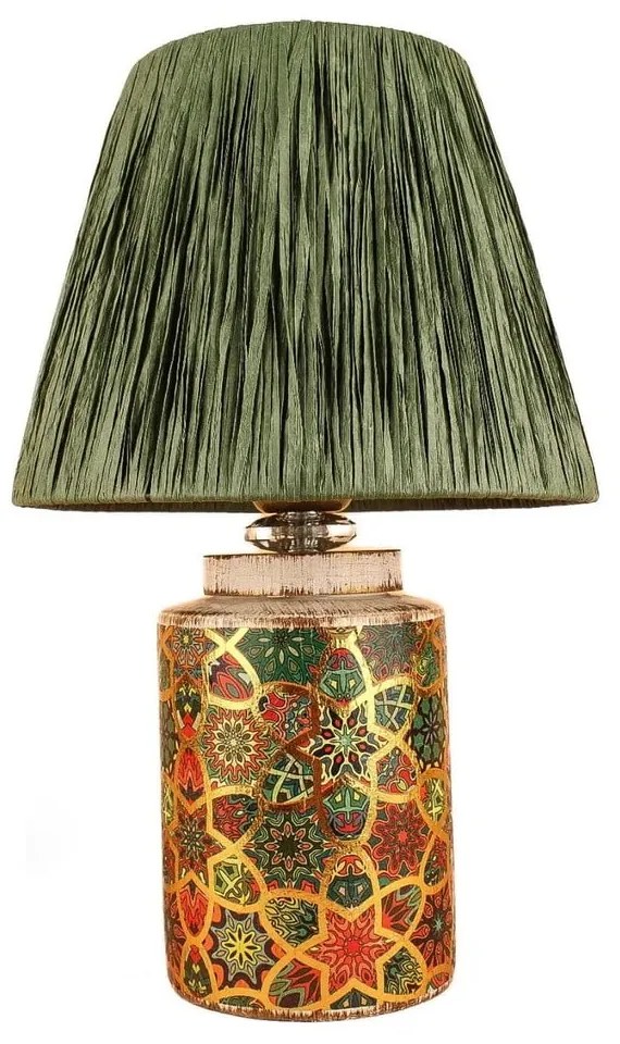 Lampada da tavolo verde con paralume in carta lavorata (altezza totale 38 cm) Alev – Opviq lights