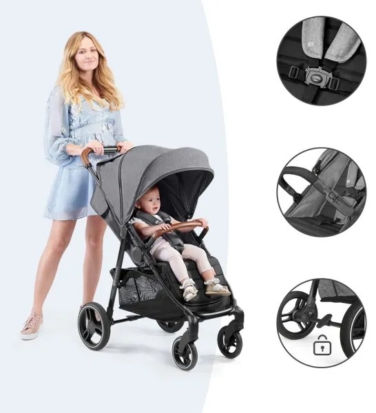 KINDERKRAFT - Passeggino GRANDE PLUS grigio