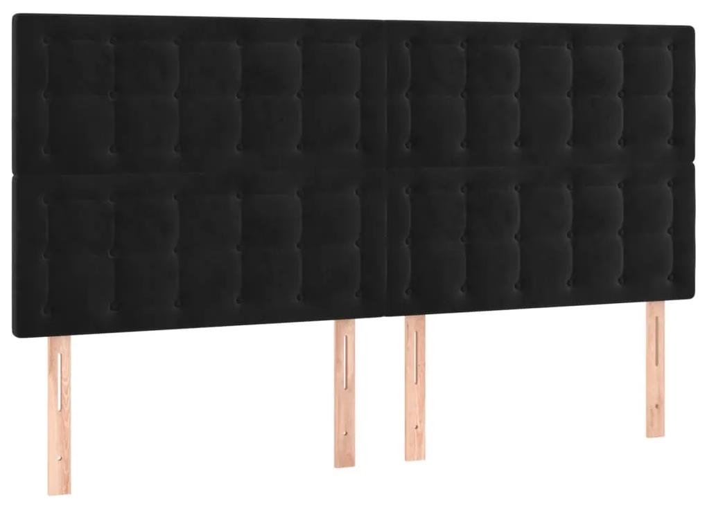 Giroletto a molle con materasso nero 180x200 cm in velluto
